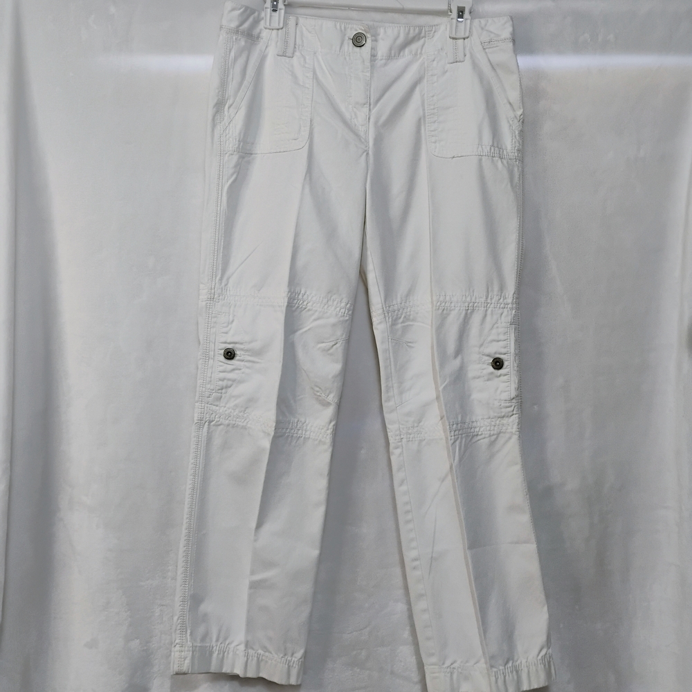 Ann Taylor Petites Lindsay White Cargo Pants Straight‎ Leg Sz 8 Utility Pocket P